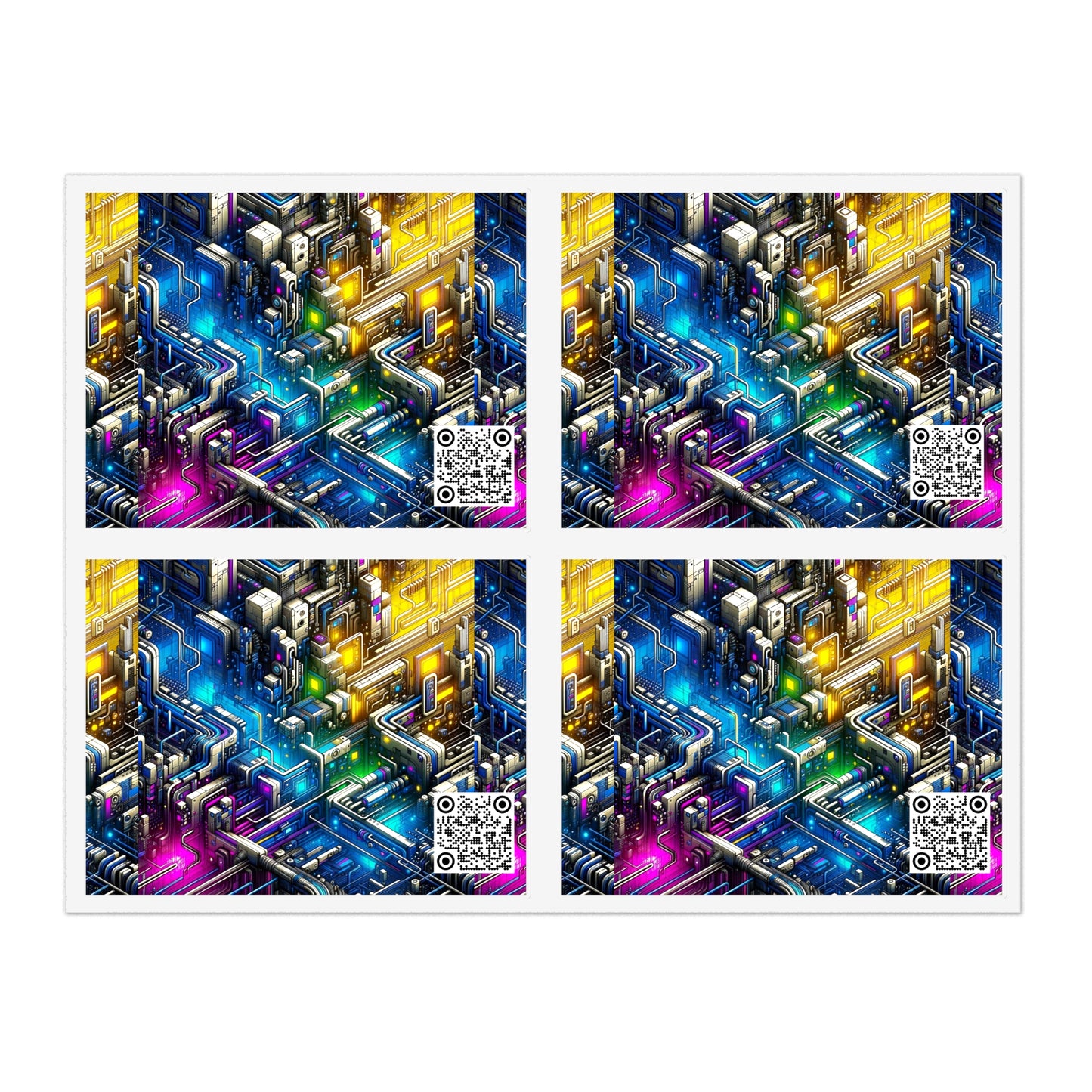 Tech Art Fusion Tech-Forward Streetwear Sticker Sheets - 8404 Design-45