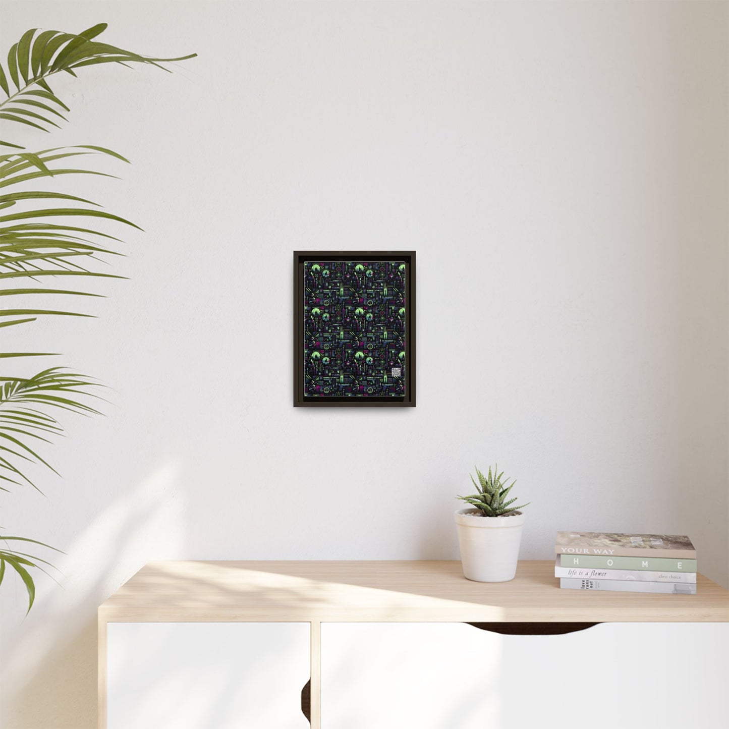 Tech Noir Futuristic Cyberpunk Matte Canvas, Framed (multi-Color) - 8404 Design-63 A