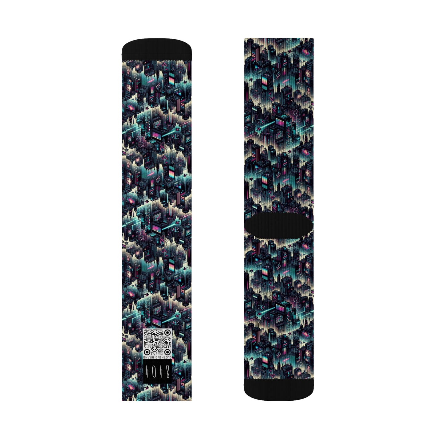 Digital Rebellion Tech-Inspired Streetwear Sublimation Socks - 8404 Design-51