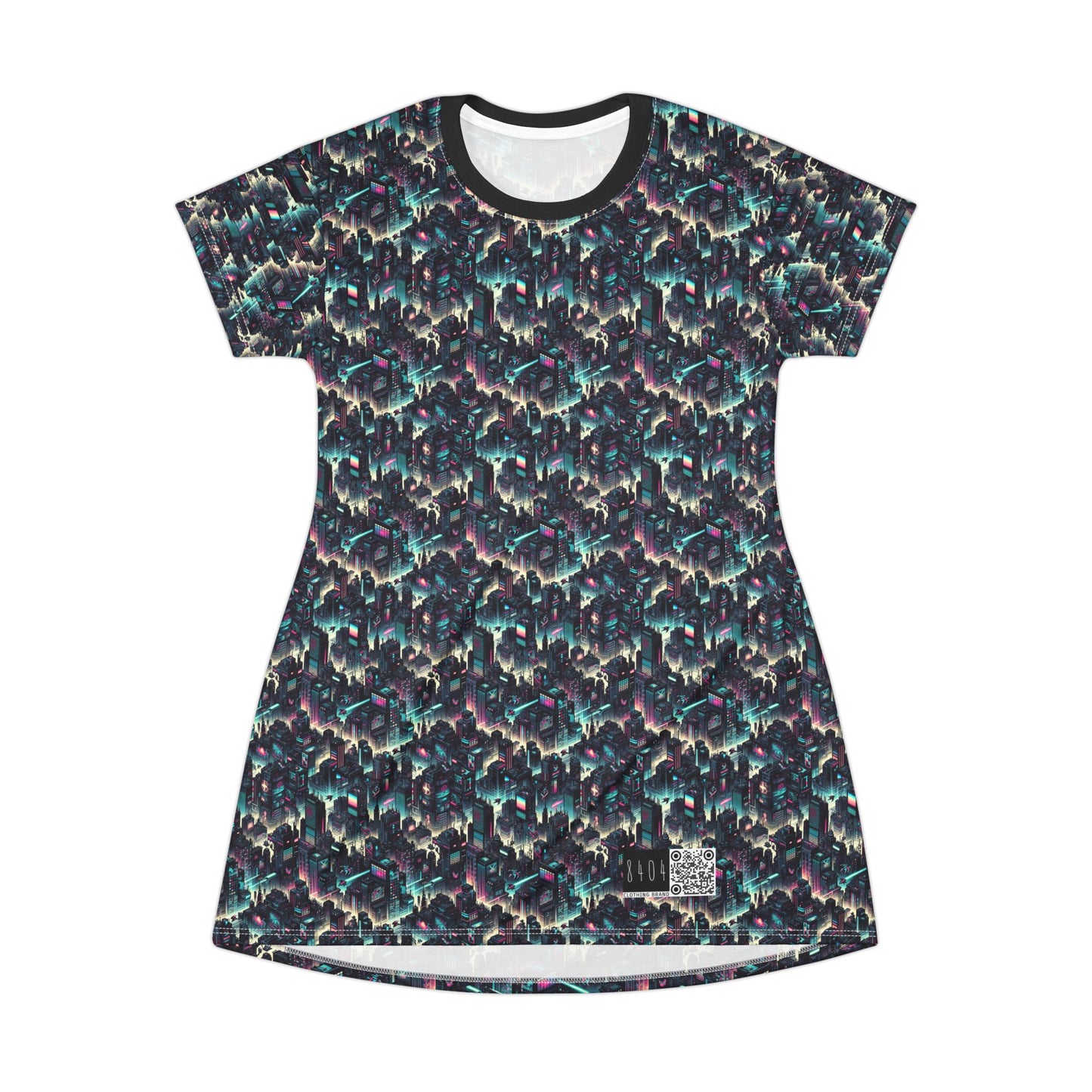 Digital Rebellion Tech-Inspired Streetwear T-Shirt Dress - 8404 Design-51