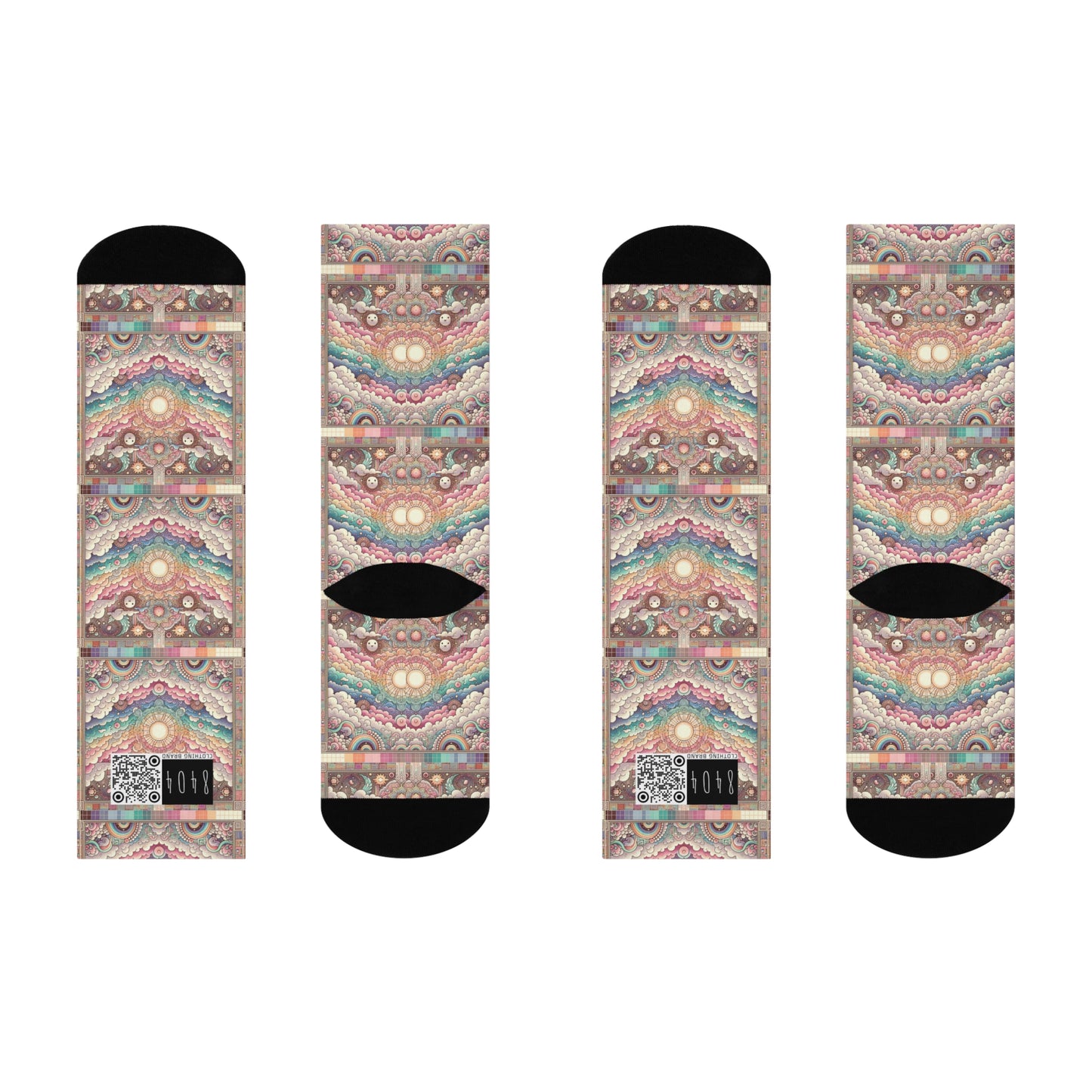 Digital Dreamland Whimsical and Nostalgic Streetwear With a Digital Twist Cushioned Crew Socks - 8404 Design-56