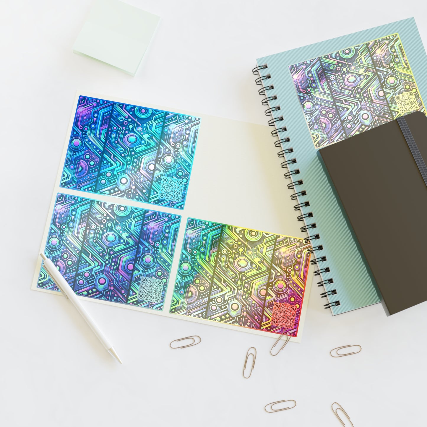Tech-Infused Neon Tech-Forward Streetwear Sticker Sheets - 8404 Design-44