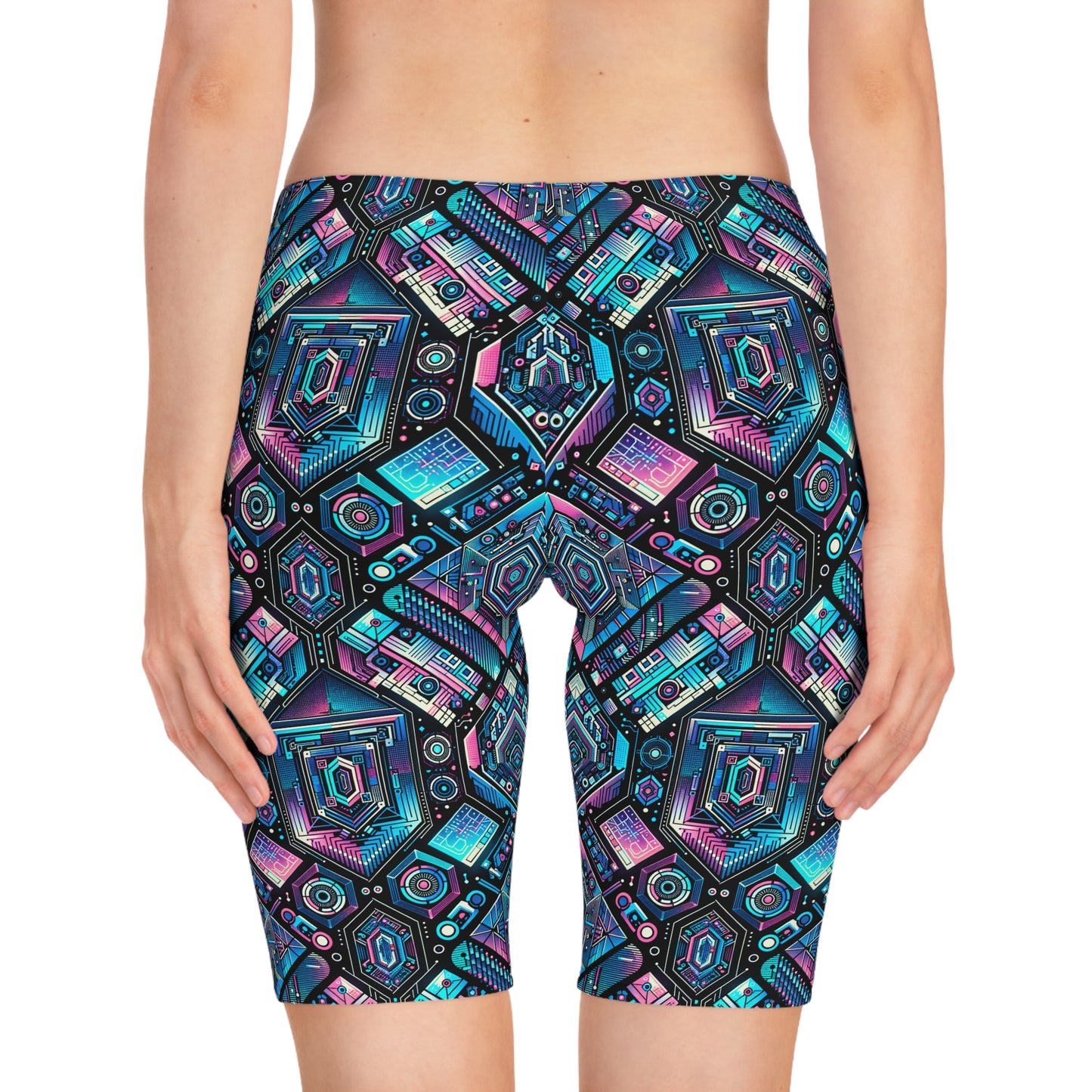 Digital Dreamland Futuristic Tech Aesthetic Women's Bike Shorts - 8404 Design-46