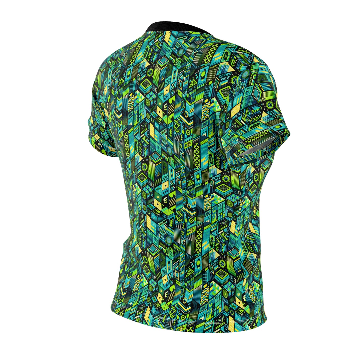 Tech-Infused Neon Tech-Forward Streetwear Women's Cut & Sew Tee - 8404 Design-61