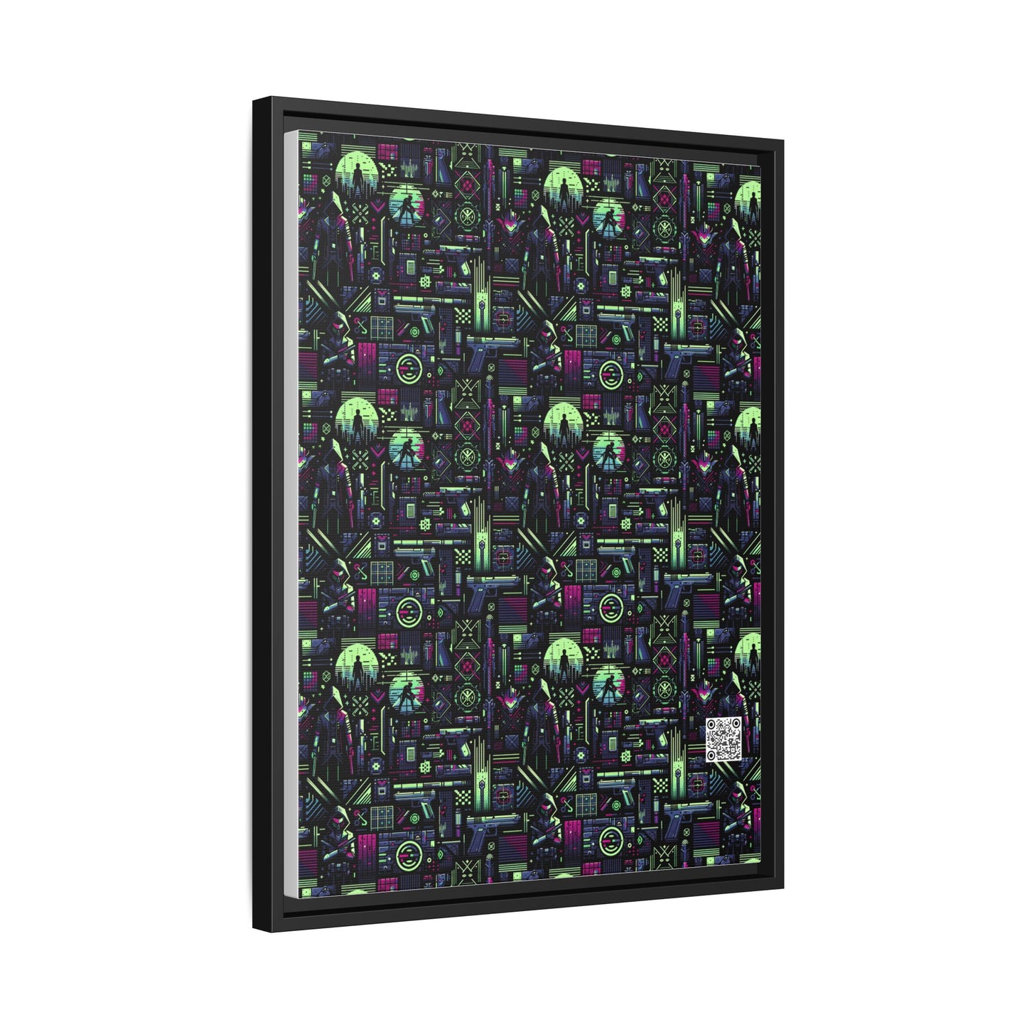 Tech Noir Futuristic Cyberpunk Matte Canvas, Framed (multi-Color) - 8404 Design-63 A