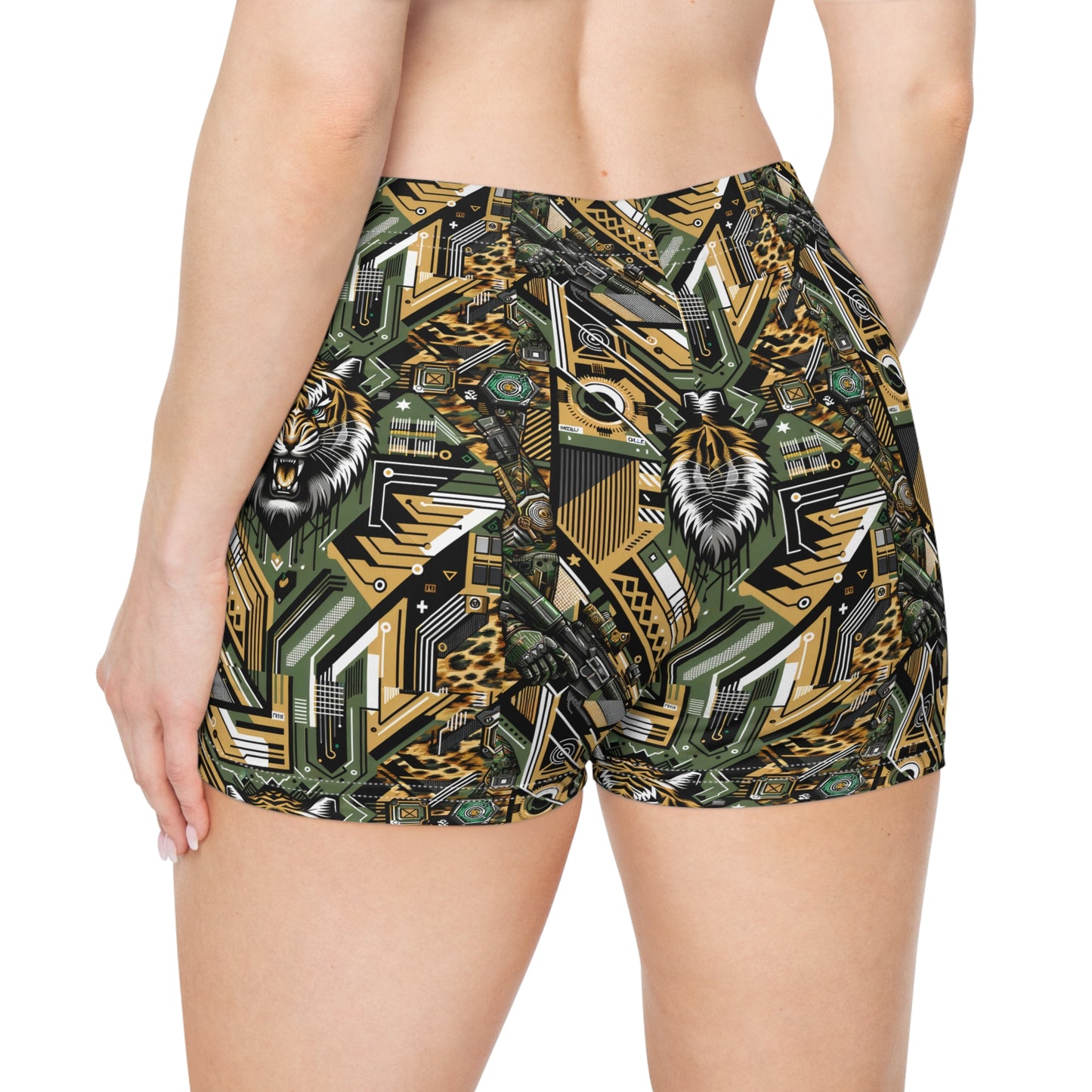 Neo-Camo Fusion Tech-Forward Streetwear Women's Shorts - 8404 Design-58