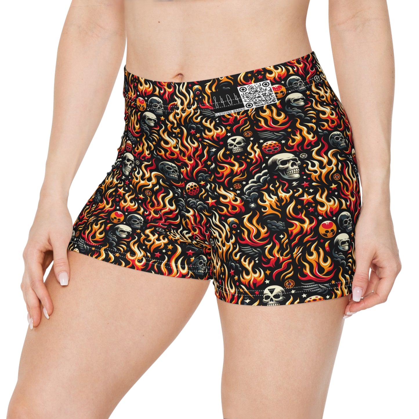 Flame Graphics Maximalist Streetwear Women's Shorts - 8404 Design-76
