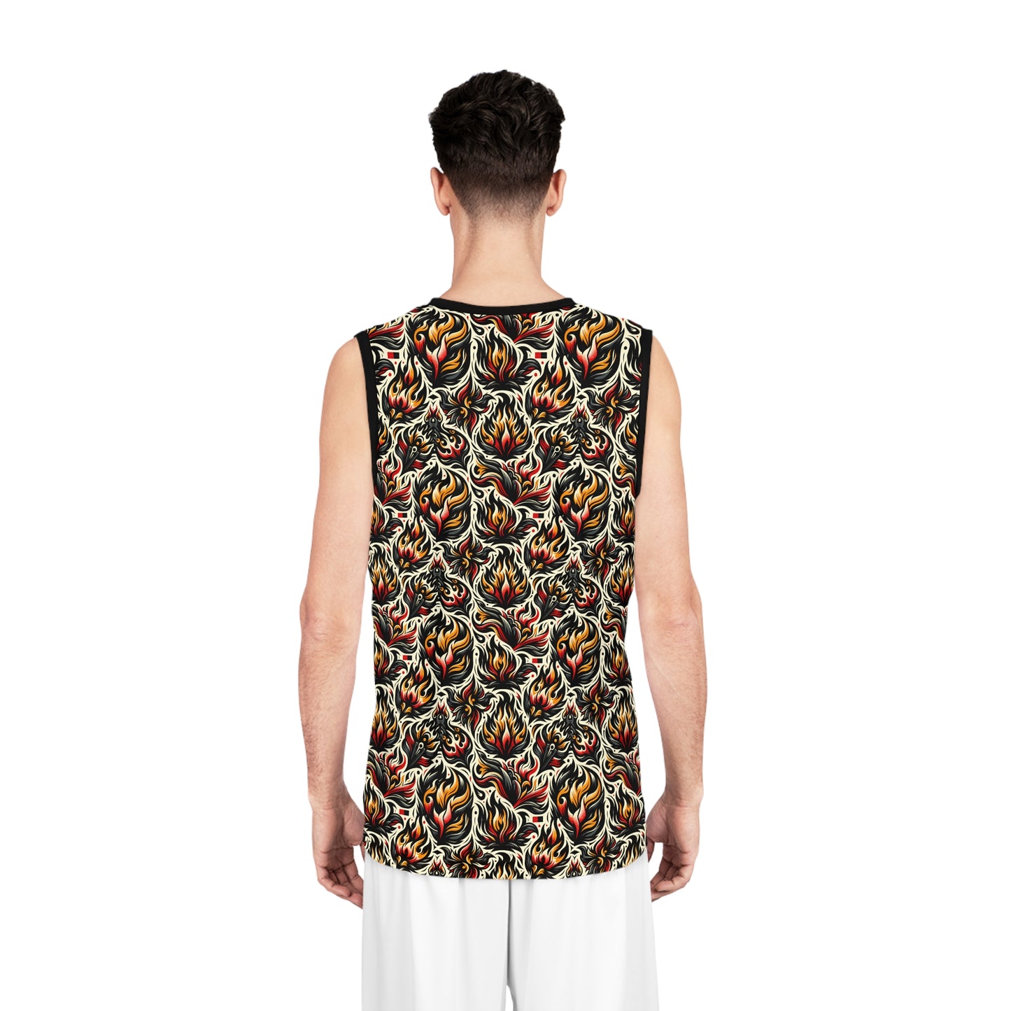 Fire & Flames Bold Streetwear Statement Basketball Jersey - 8404 Design-57