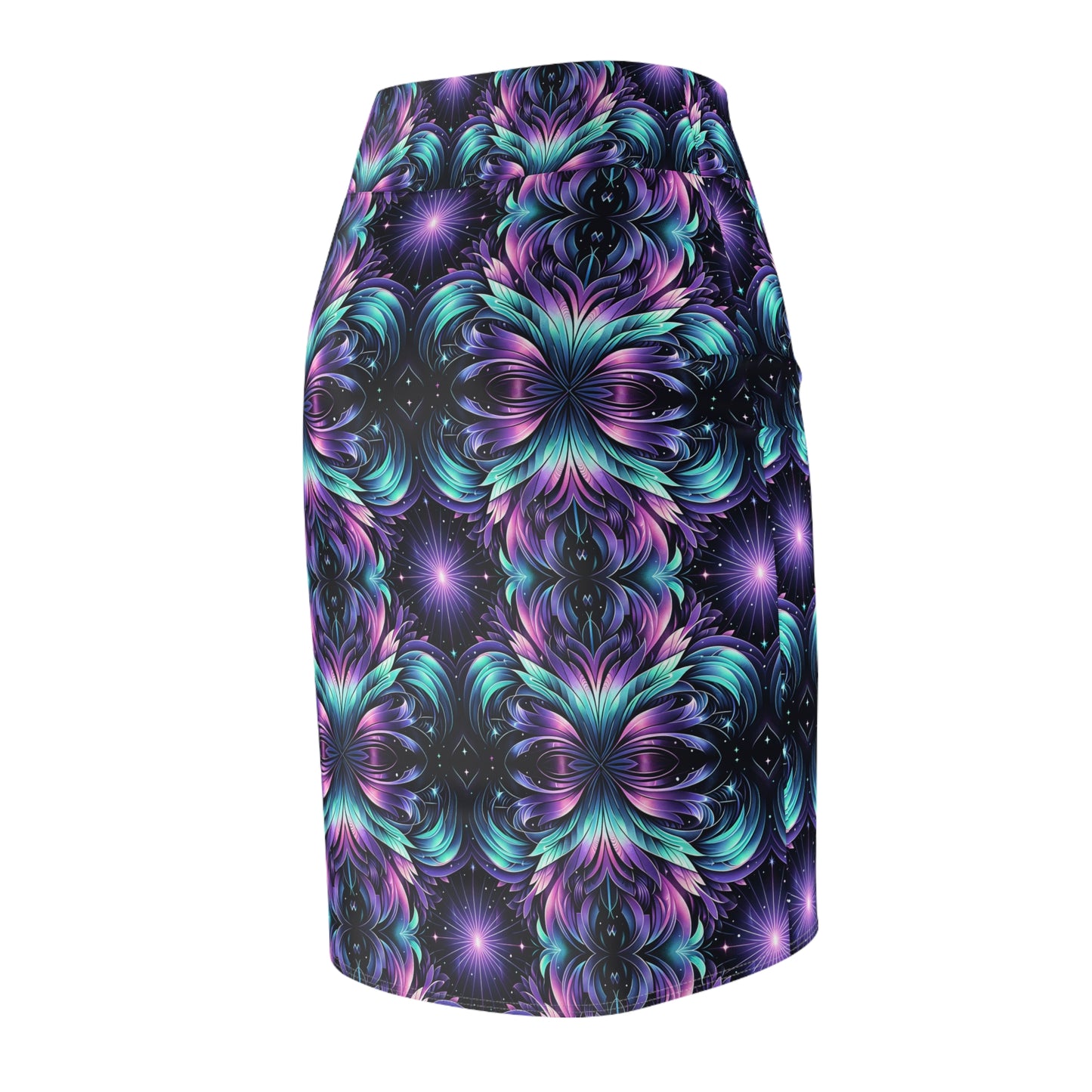 Iridescent Dream Futuristic Tech Women's Pencil Skirt - 8404 Design-60