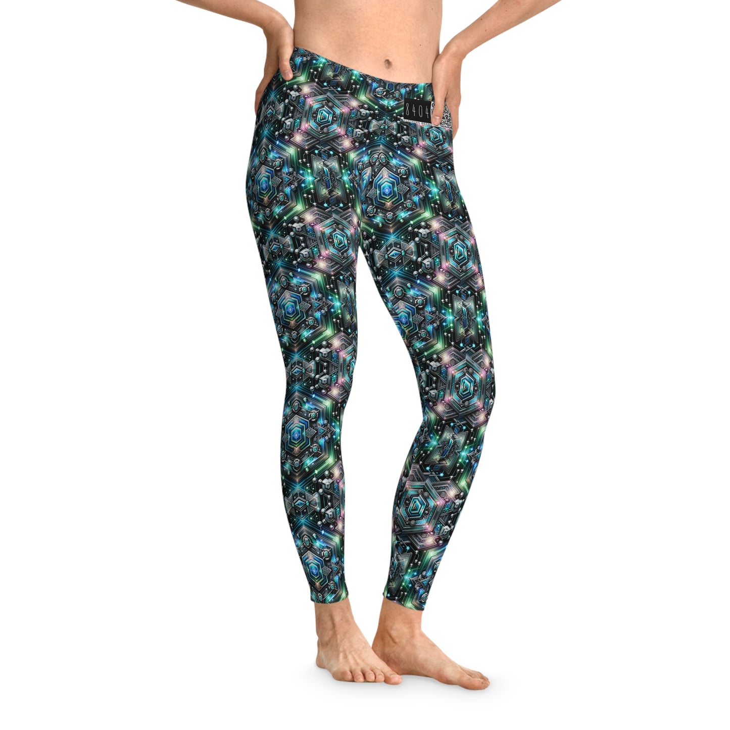 Tech-Infused Futurism Futuristic Tech Stretch Leggings - 8404 Design-63