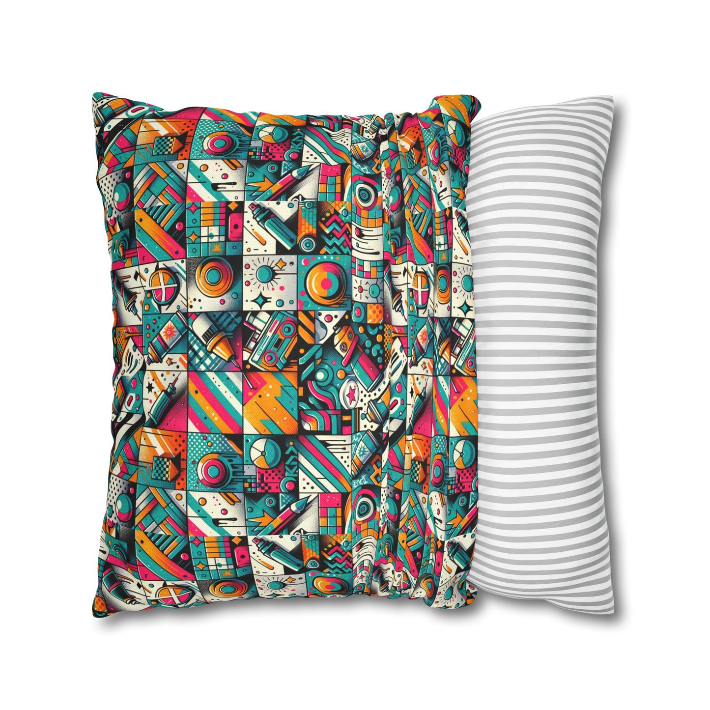 Graffiti Fusion Modern Street Art Fusion Spun Polyester Square Pillowcase - 8404 Design-58