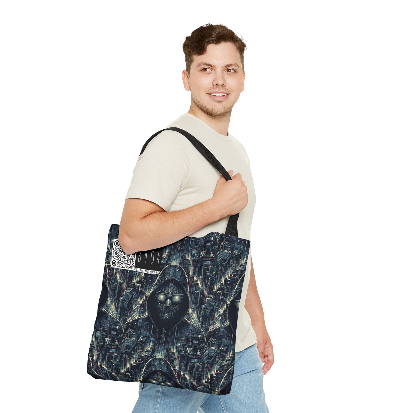 Tech Noir Aesthetics Sleek Tech Streetwear Tote Bag - 8404 Design-56