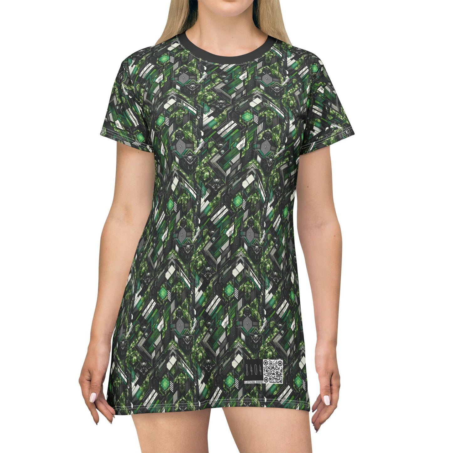 Tech Camo Fusion Tech-Forward Streetwear With a Futuristic Edge T-Shirt Dress - 8404 Design-58
