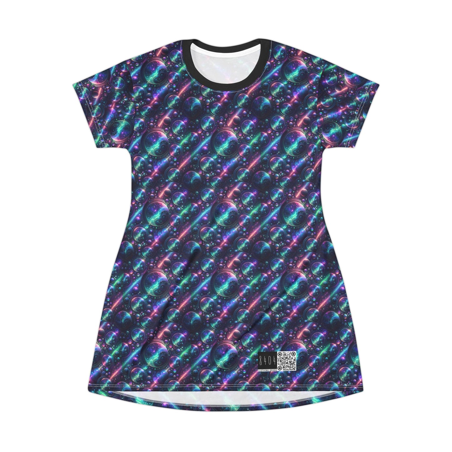 Iridescent Tech Fusion Tech-Forward Streetwear T-Shirt Dress - 8404 Design-51