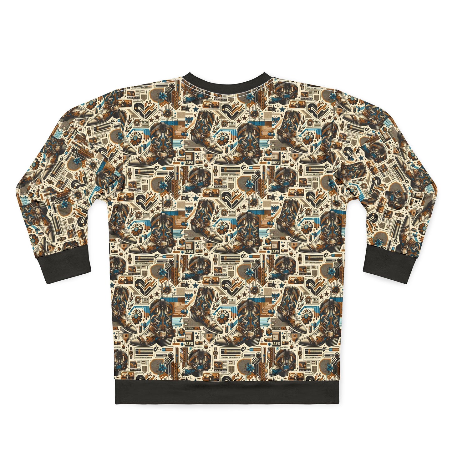 Digital Cowboy Chic Tech-Infused Western Fusion Sweatshirt - 8404 Design-45