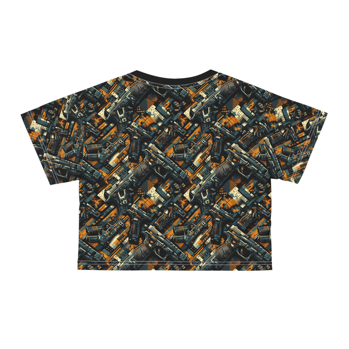 Digital Punk Futuristic Grunge Crop Tee - 8404 Design-47