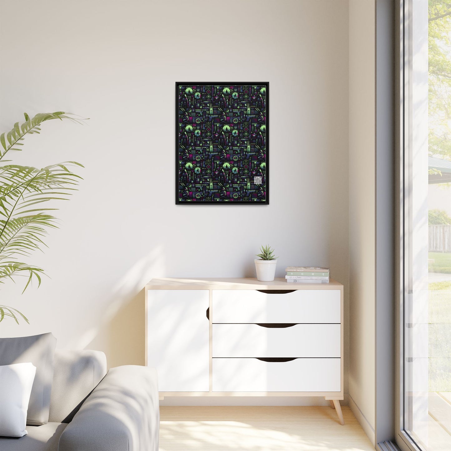 Tech Noir Futuristic Cyberpunk Matte Canvas, Framed (multi-Color) - 8404 Design-63 A