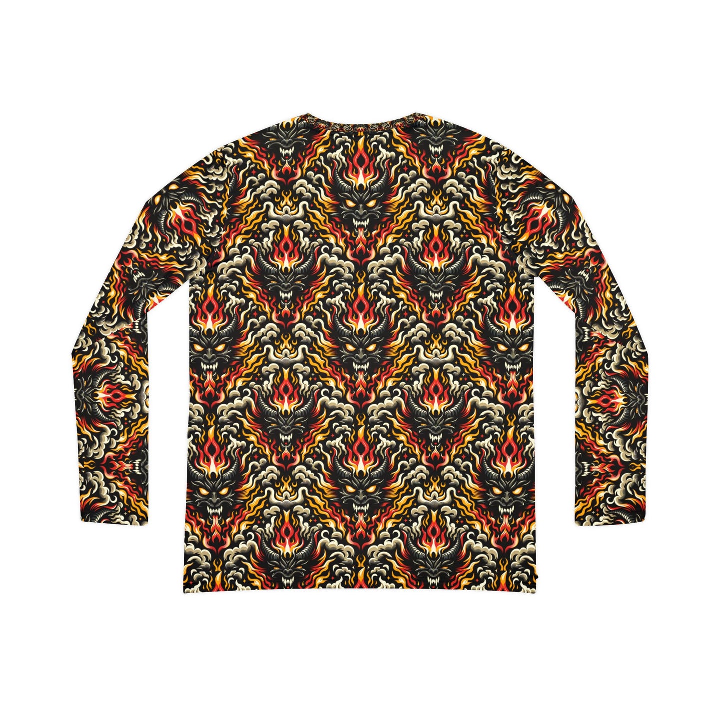 Flame Graphics Maximalist Streetwear Women's Long Sleeve V-Neck Shirt - 8404 Design-59