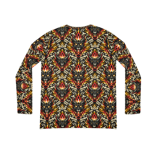Flame Graphics Maximalist Streetwear Women's Long Sleeve V-Neck Shirt - 8404 Design-59