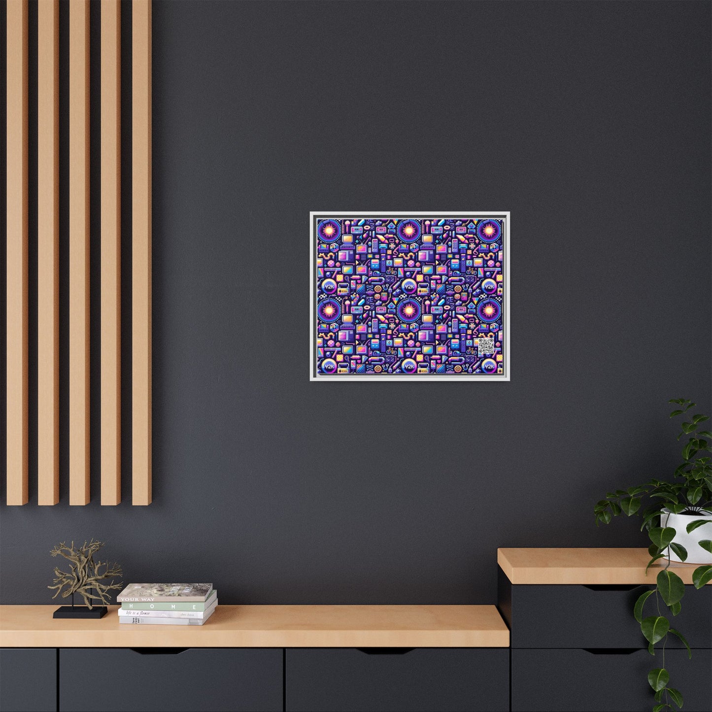 Digital Nostalgia Modern Retro Fusion Matte Canvas, Framed (multi-Color) - 8404 Design-64 B