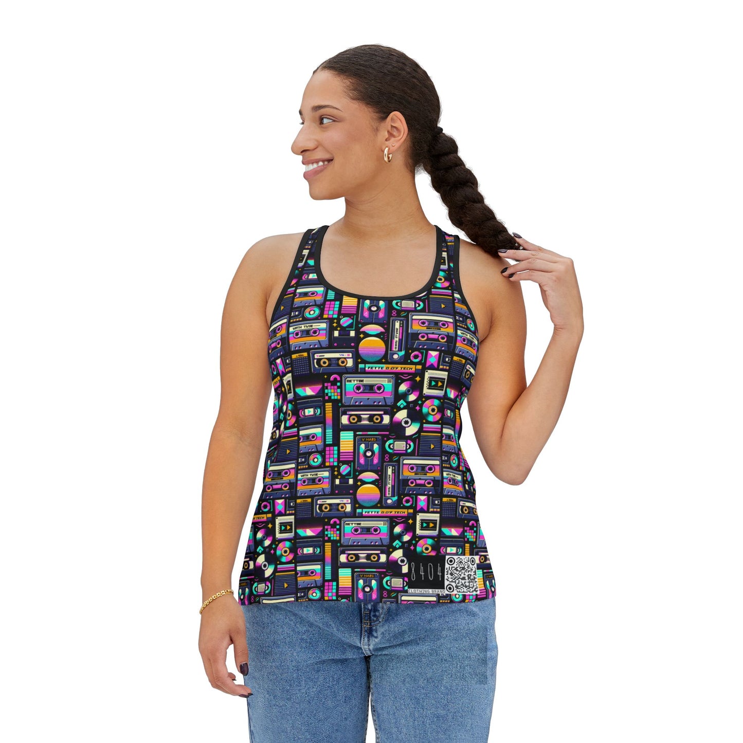Digital Nostalgia Tech-Inspired Retro Fusion Women's Tank Top - 8404 Design-48