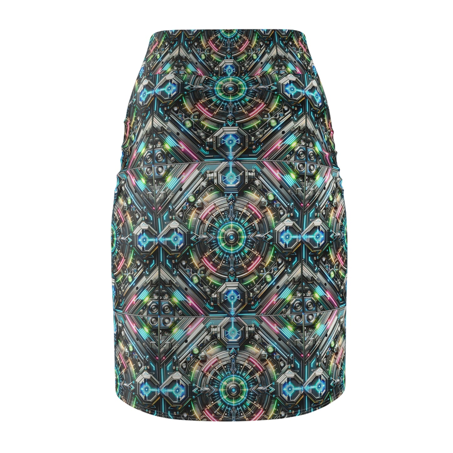 Tech-Infused Futurism Futuristic Tech Women's Pencil Skirt - 8404 Design-53