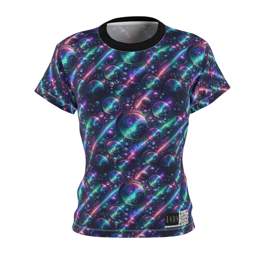 Iridescent Tech Fusion Tech-Forward Streetwear Women's Cut & Sew Tee - 8404 Design-51