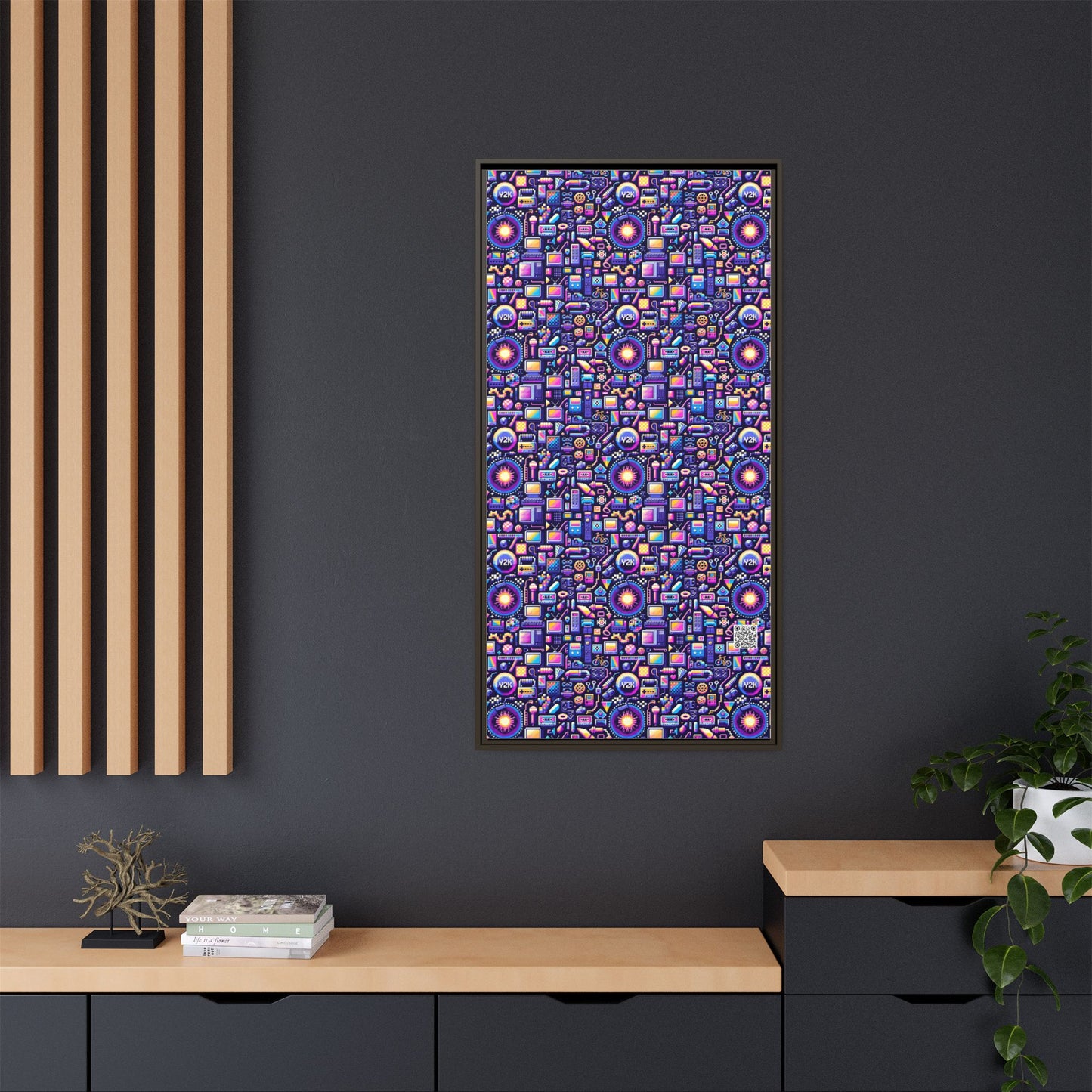Digital Nostalgia Modern Retro Fusion Matte Canvas, Framed (multi-Color) - 8404 Design-64 B