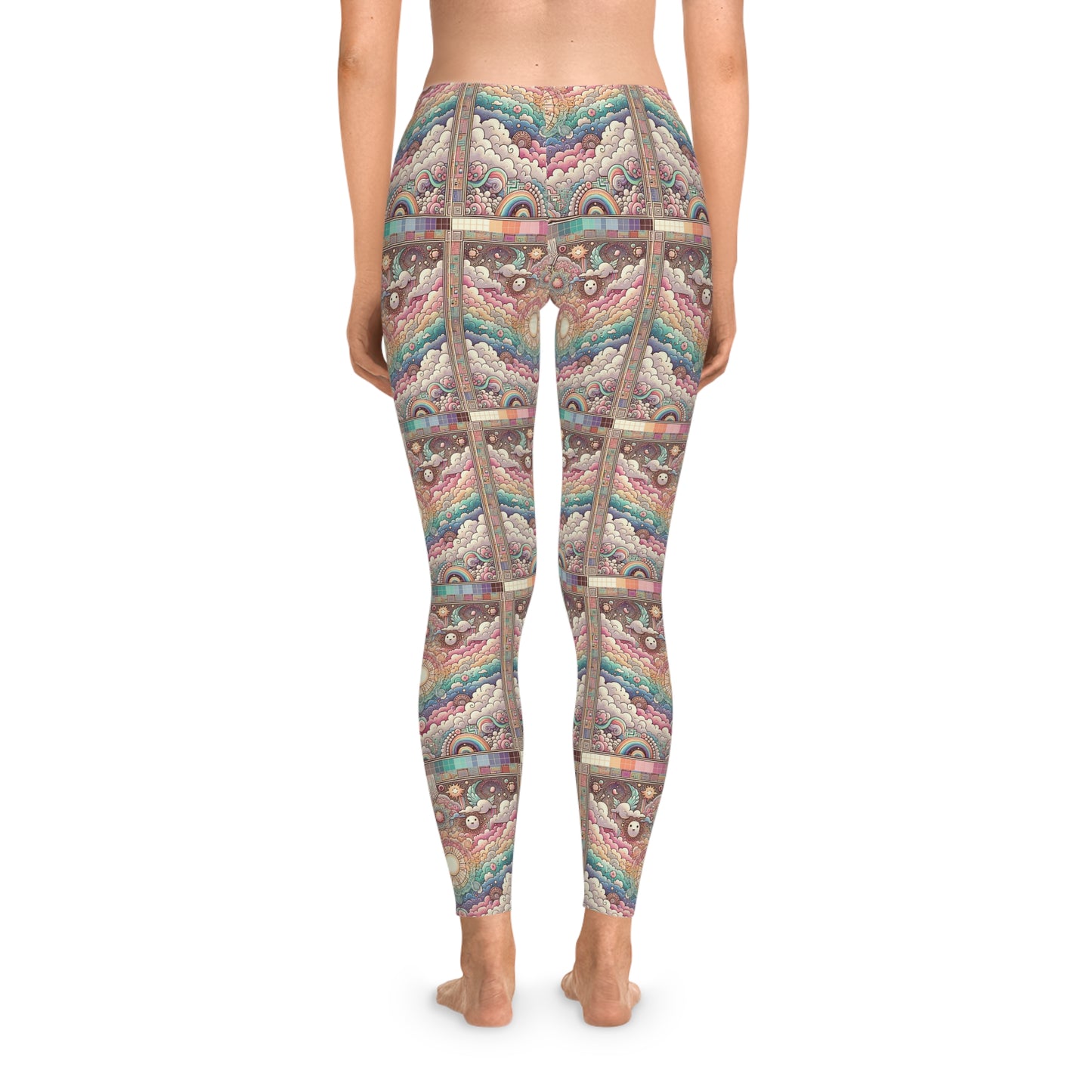 Digital Dreamland Whimsical and Nostalgic Streetwear With a Digital Twist Stretch Leggings - 8404 Design-56