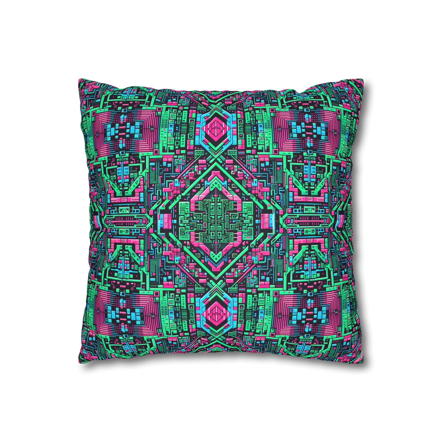 Digital Glitch Vibes Tech-Inspired Streetwear Faux Suede Square Pillowcase - 8404 Design-71
