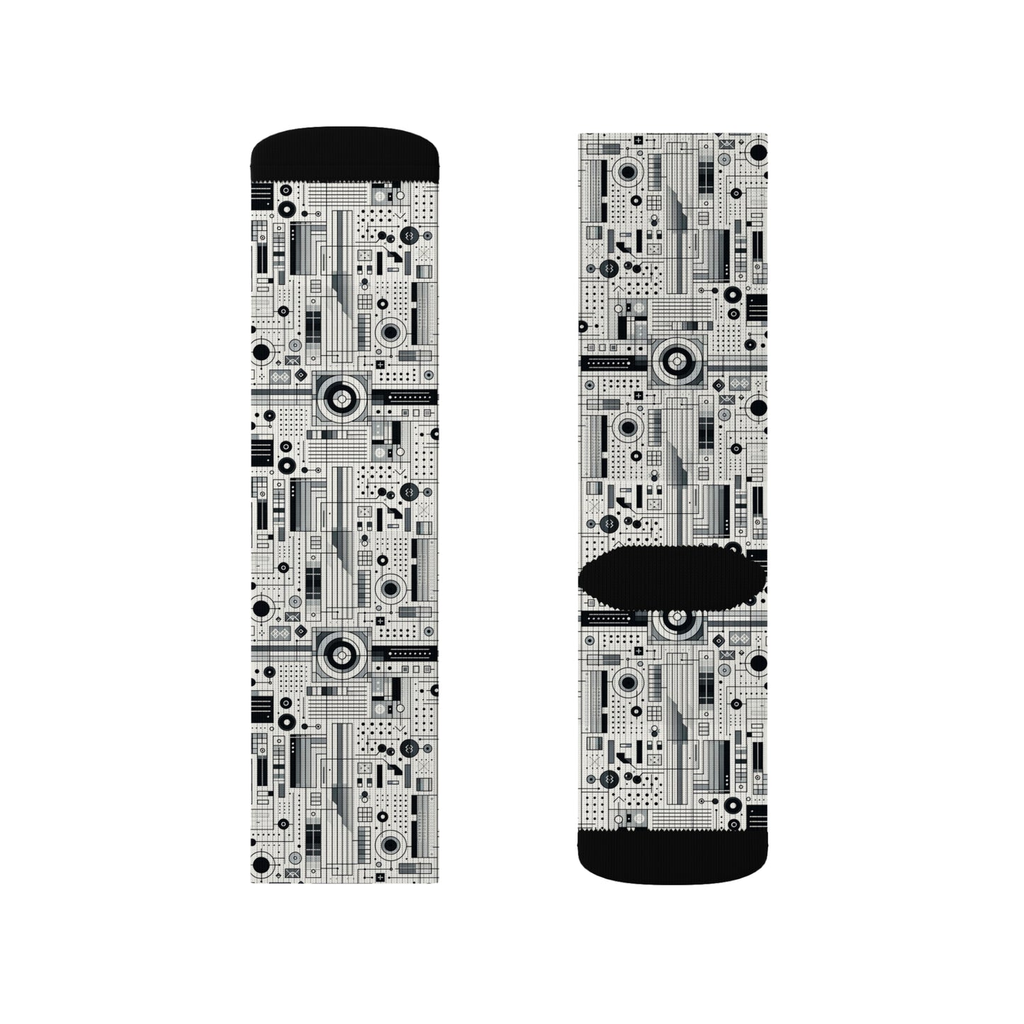 Digital Minimalism Minimalist Tech Sublimation Socks - 8404 Design-53