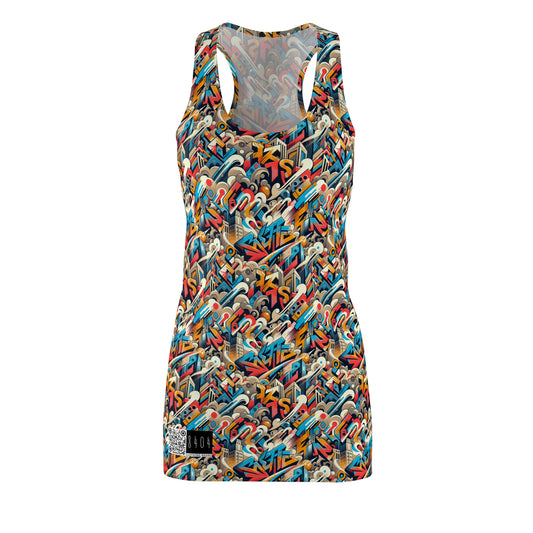 Neo-Traditional Street Art Modern Street Art Fusion Women's Cut & Sew Racerback Dress - 8404 Design-44