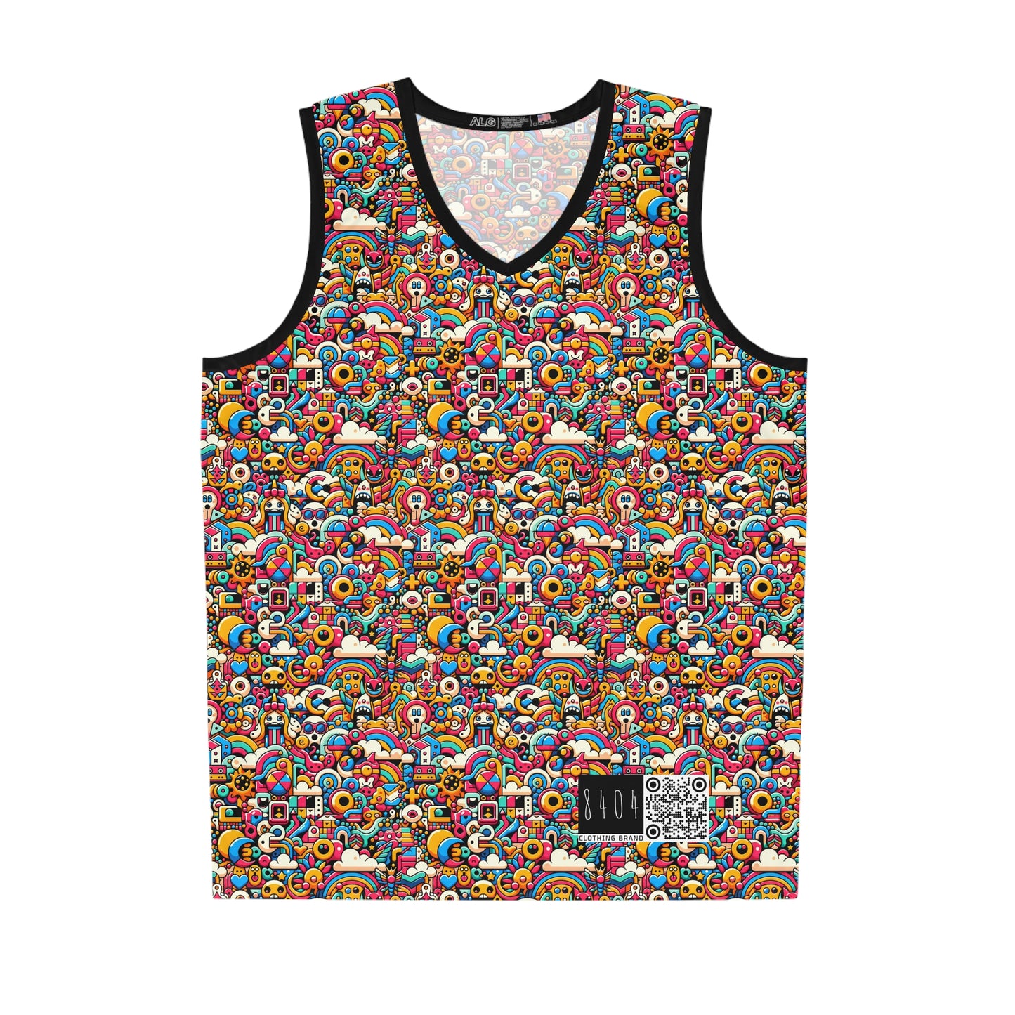 Neon Pop Playful Pop Culture Mashup Basketball Jersey - 8404 Design-62
