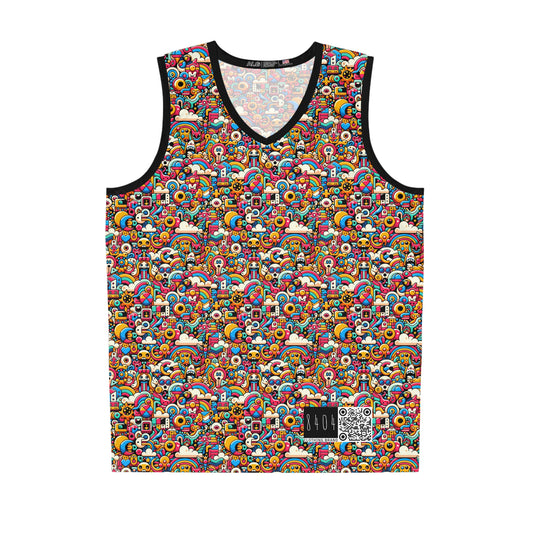 Neon Pop Playful Pop Culture Mashup Basketball Jersey - 8404 Design-62