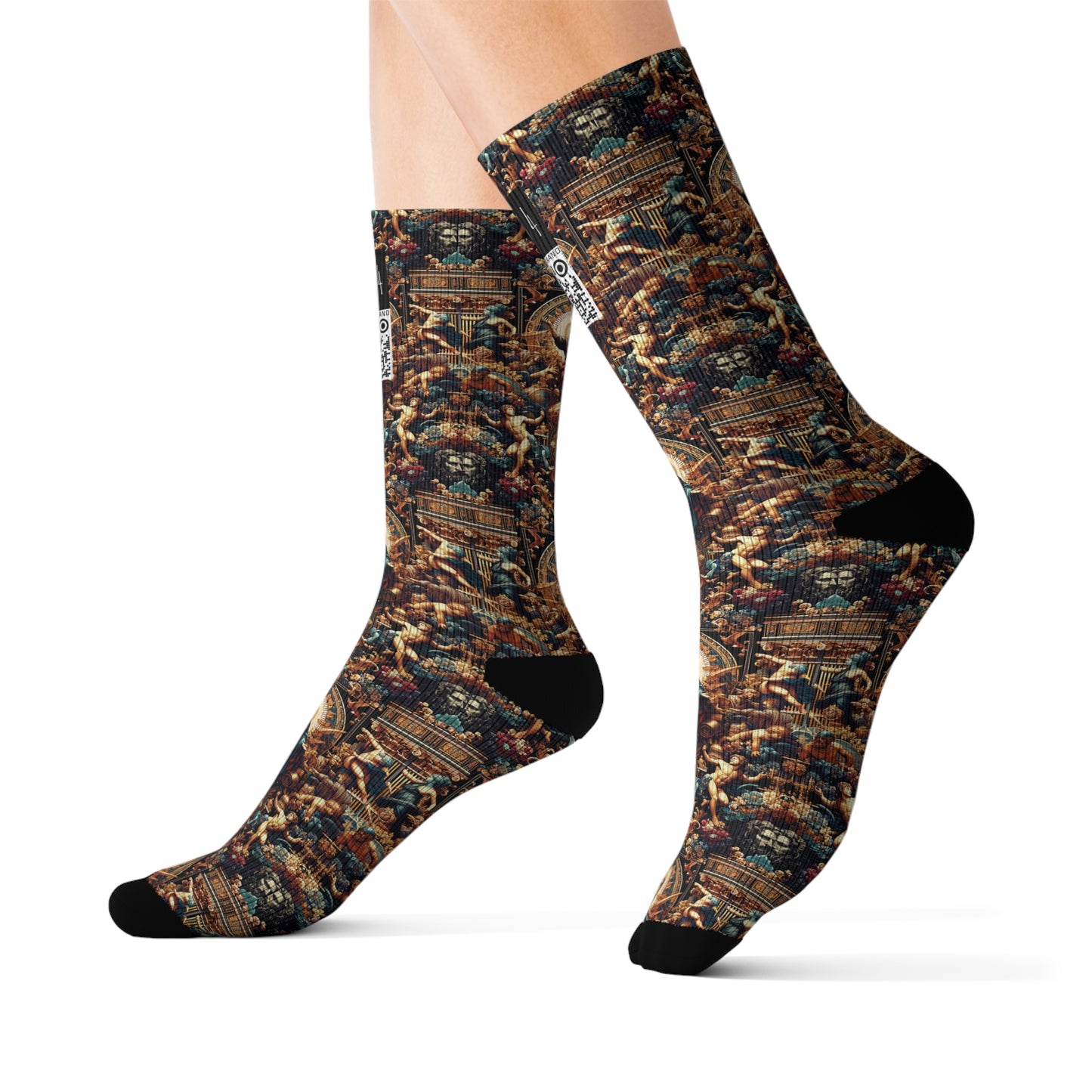 Digital Renaissance Luxurious Streetwear Inspired By Classical Art With a Modern Twist Sublimation Socks - 8404 Design-64