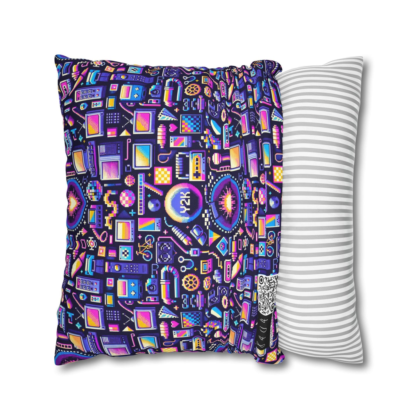 Digital Nostalgia Modern Retro Fusion Spun Polyester Square Pillowcase - 8404 Design-64