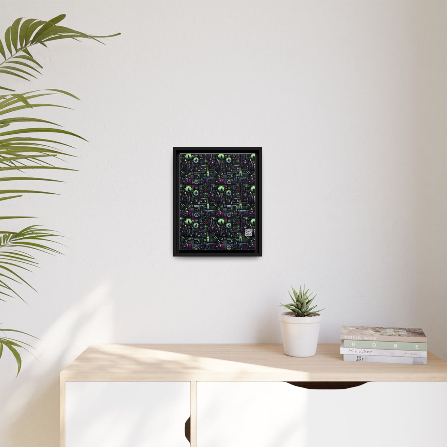 Tech Noir Futuristic Cyberpunk Matte Canvas, Framed (multi-Color) - 8404 Design-63 A