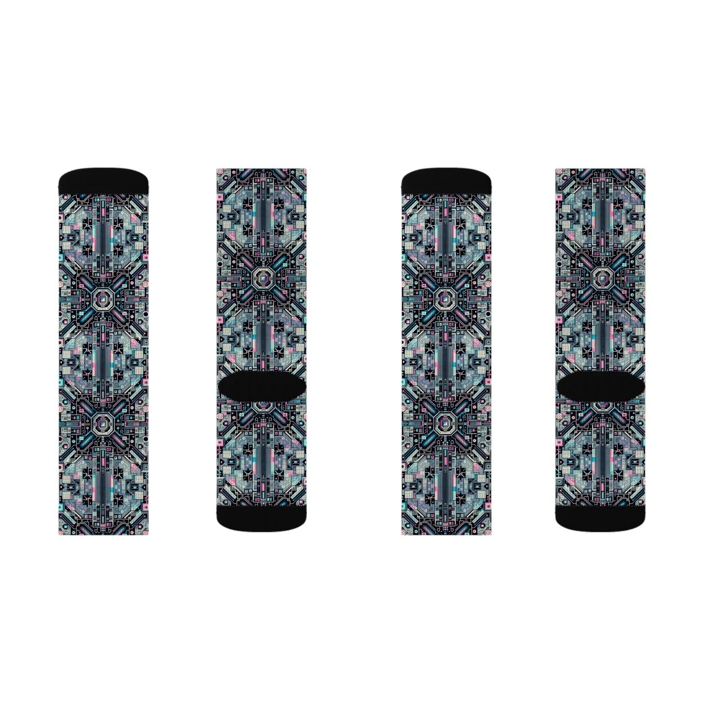 Digital Renaissance Tech-Forward Maximalism Sublimation Socks - 8404 Design-44