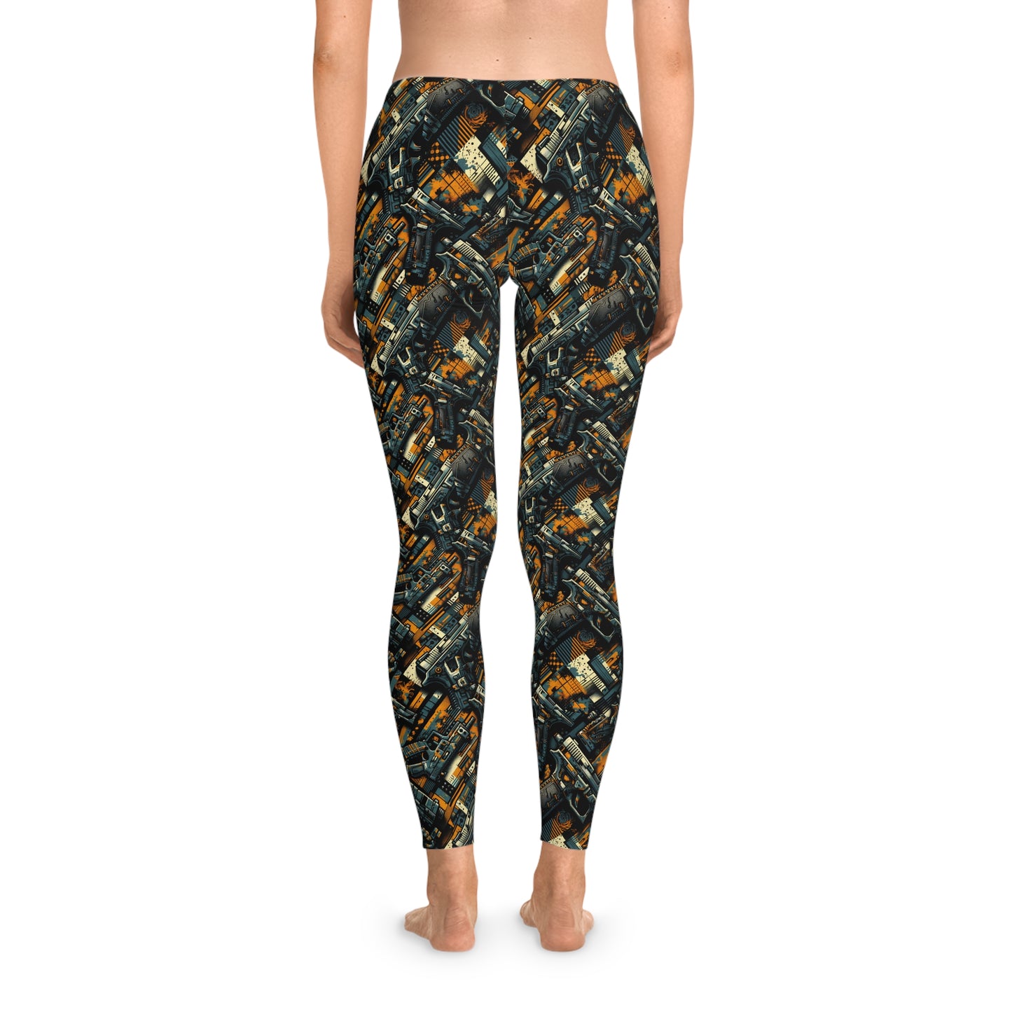 Digital Punk Futuristic Grunge Stretch Leggings - 8404 Design-47