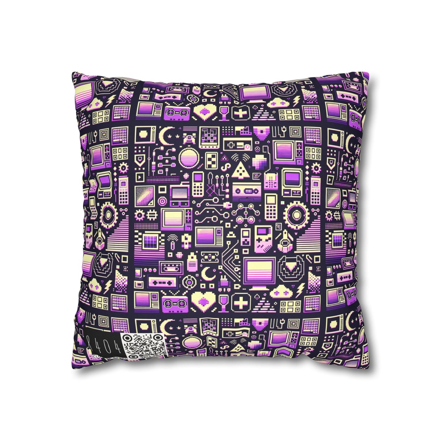 Digital Nostalgia Remix Modern Vintage Fusion Faux Suede Square Pillowcase - 8404 Design-54