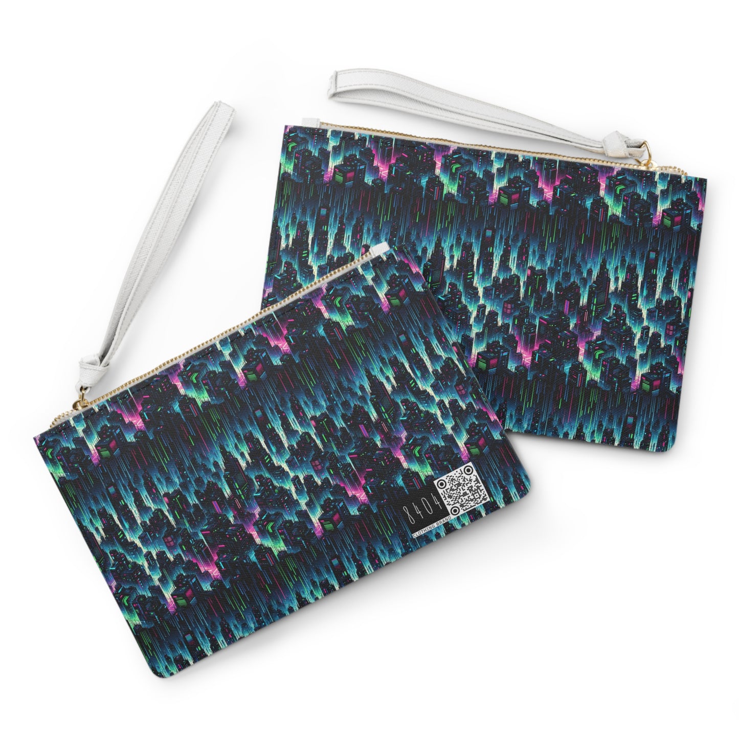 Tech Noir Graphics Cyberpunk Tech Aesthetic Clutch Bag - 8404 Design-53