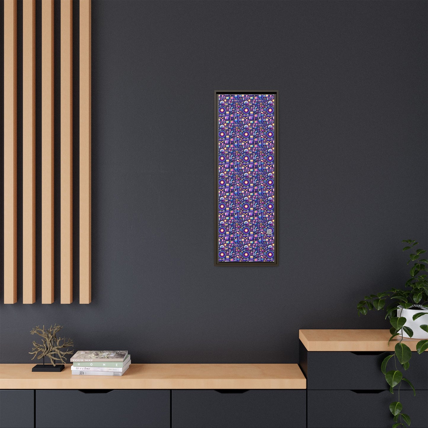 Digital Nostalgia Modern Retro Fusion Matte Canvas, Framed (multi-Color) - 8404 Design-64 B