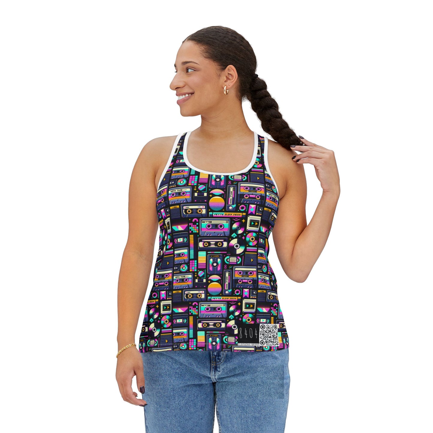 Digital Nostalgia Tech-Inspired Retro Fusion Women's Tank Top - 8404 Design-48