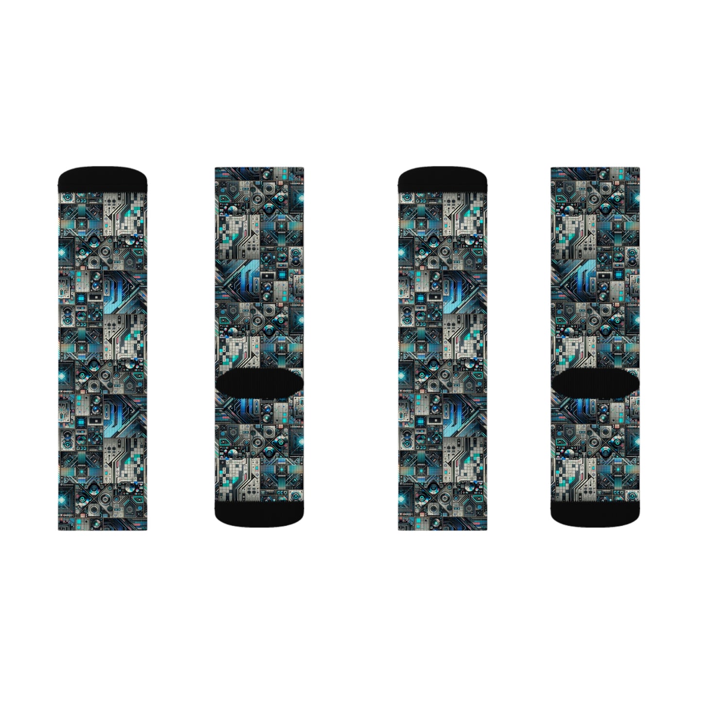 Tech-Infused Futurism Sleek Tech Edge Sublimation Socks - 8404 Design-48