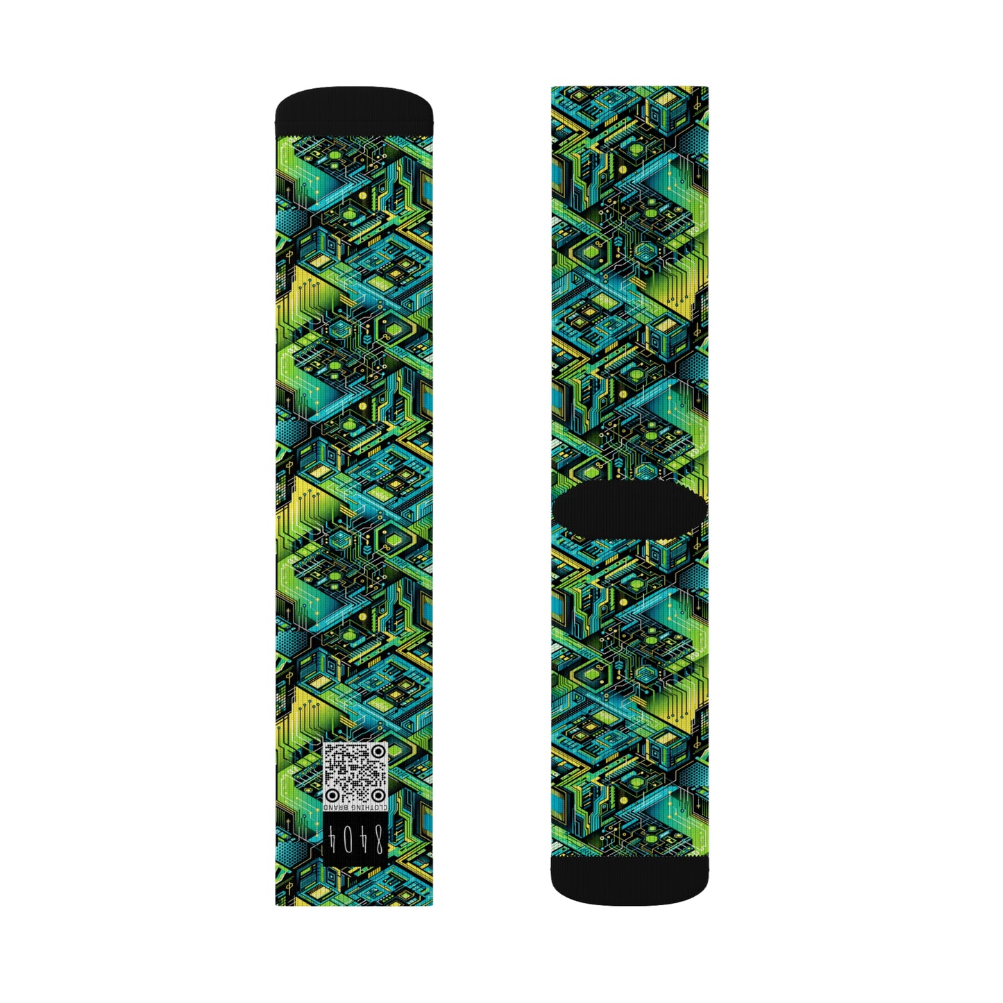 Tech-Infused Neon Tech-Forward Streetwear Sublimation Socks - 8404 Design-38