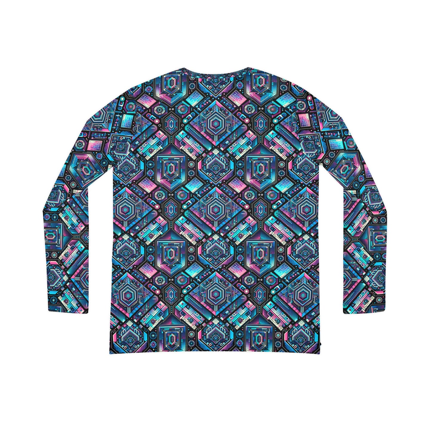 Digital Dreamland Futuristic Tech Aesthetic Women's Long Sleeve V-Neck Shirt - 8404 Design-46