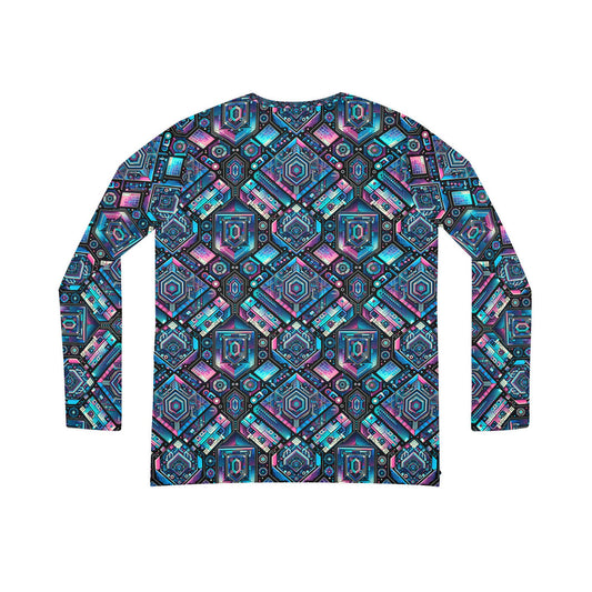 Digital Dreamland Futuristic Tech Aesthetic Women's Long Sleeve V-Neck Shirt - 8404 Design-46