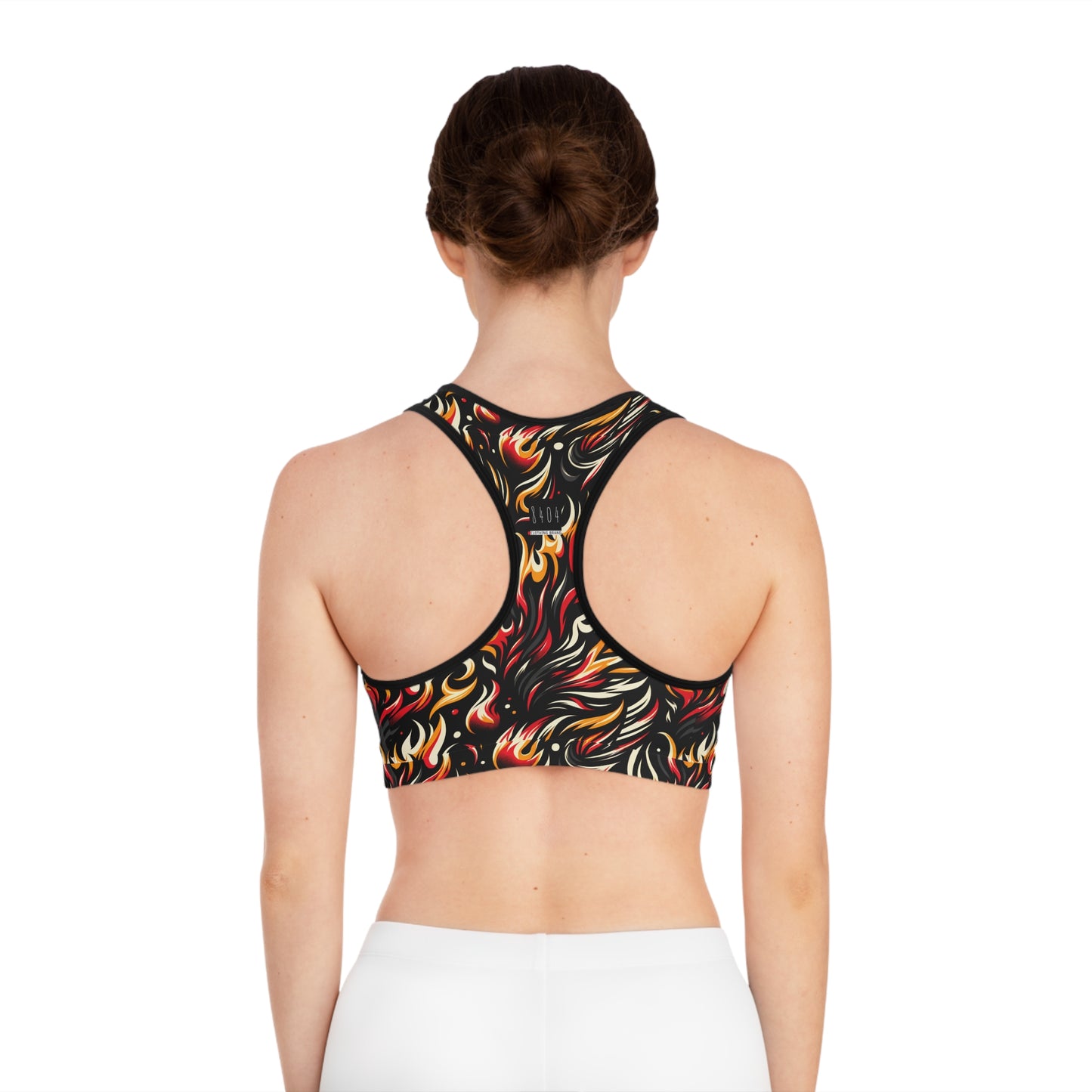 Fire & Flames Bold Streetwear Statement Sports Bra - 8404 Design-60