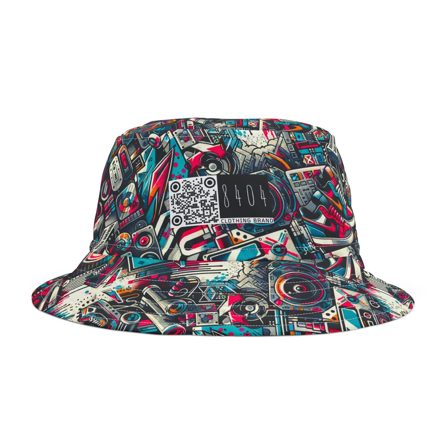 Urban Graffiti Fusion Eclectic Street Art Meets Modern Tech Culture Bucket Hat - 8404 Design-50