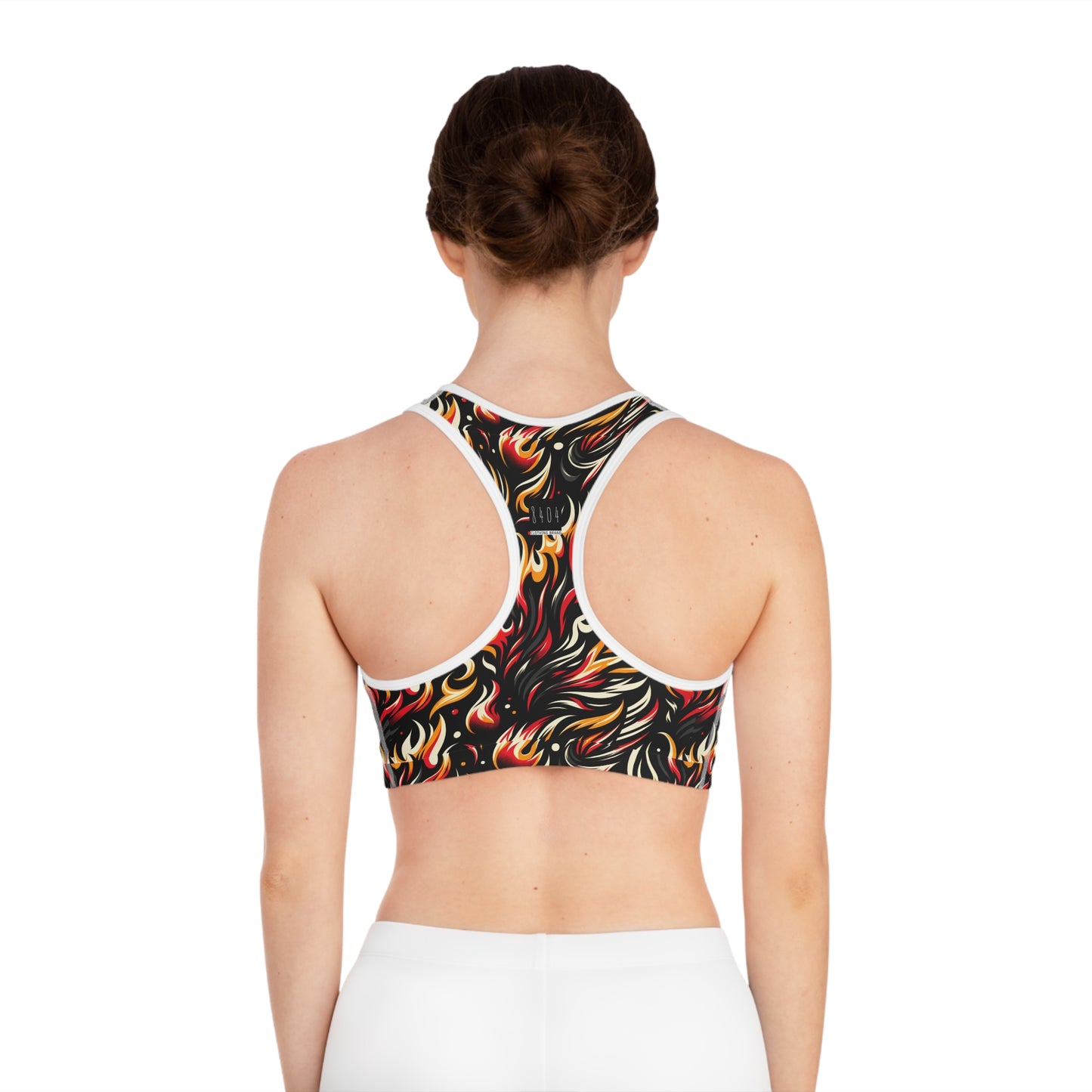 Fire & Flames Bold Streetwear Statement Sports Bra - 8404 Design-60